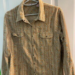 Women's corduroy western snap button up, size Large